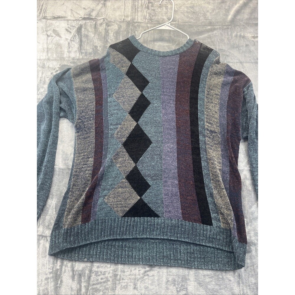 Geoffrey Beene Mens L Multicolor Color Block Vintage Grandpa 90s Style Sweater